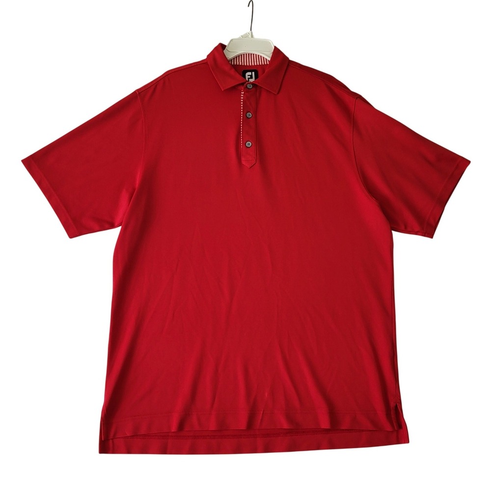FJ FootJoy Golf Polo Shirt Men's Large Red Performance Short Sleeve